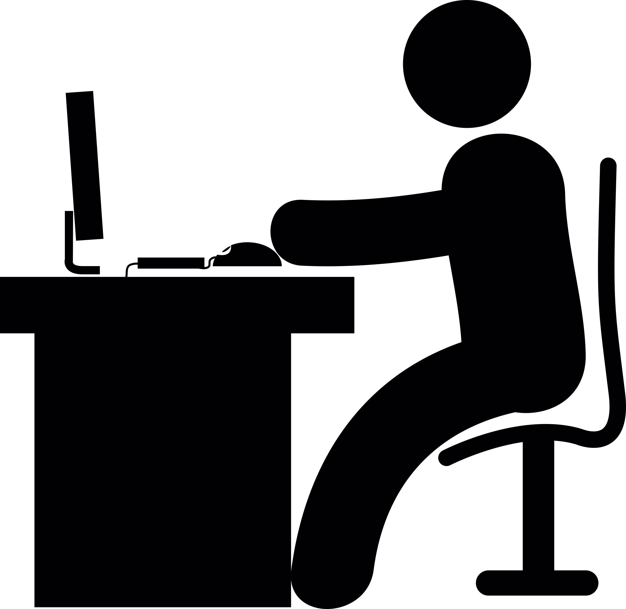 Man In Office Desk With Computer Vinyl Svg File Free Vectors